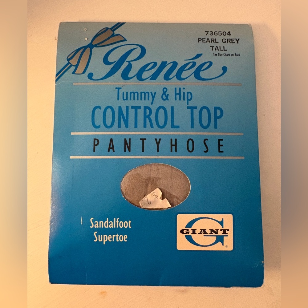 Renée Pearl Grey Control Top Pantyhose vintage NOS
